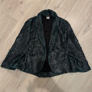 Alberto Makali Dark Green Textured Poncho